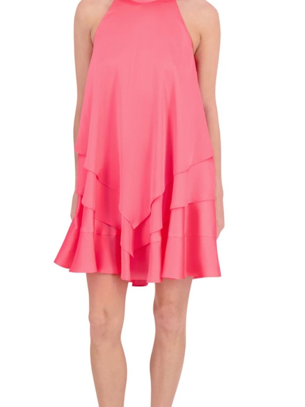 Kensie Coral Ruffle Tiered Halter Dress Size 8 - Elegant Sleeveless Design